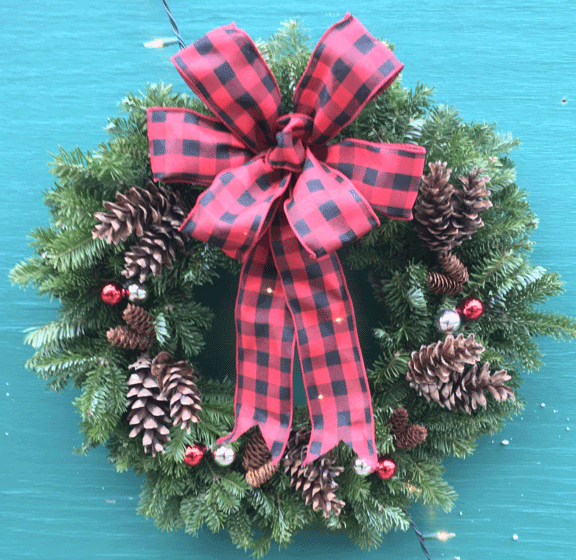 Fully decorated Christmas wreaths, with a wide selection to complement any decor, are available at our retail lot.