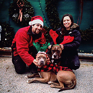 Uncle Steve and Kelly with their favorite Christmas "reindeer."
